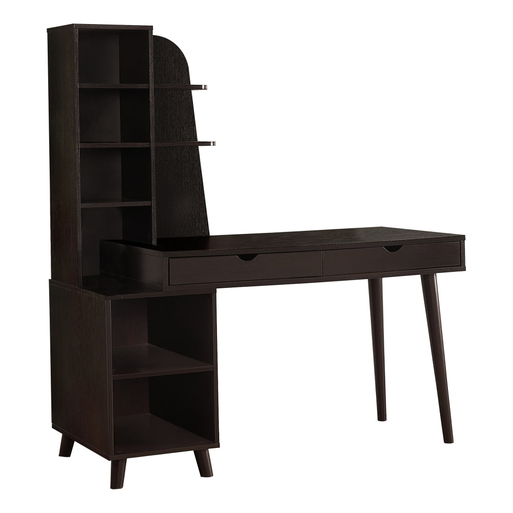 Monarch Specialties Junior 55-1/4in Computer Desk With Bookcase, Espresso