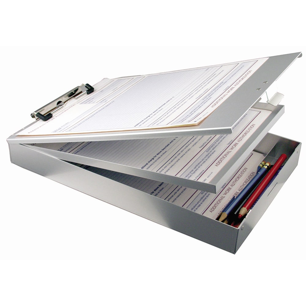 Office Depot Brand Dual Form Holder Storage Clipboard, 89% Recycled, 14in x 9in, Aluminum