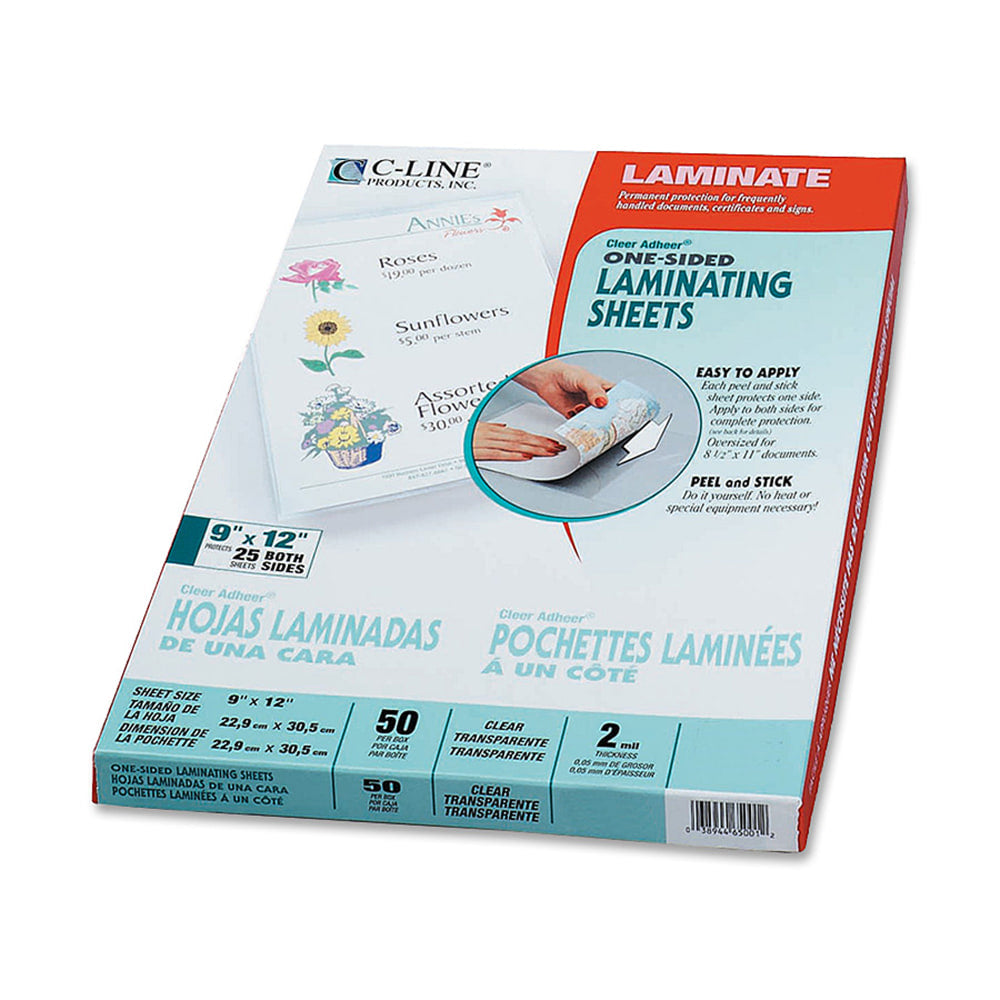 C-Line Cleer-Adheer Laminating Sheets, 9in x 12in, Nonglare, Box Of 50