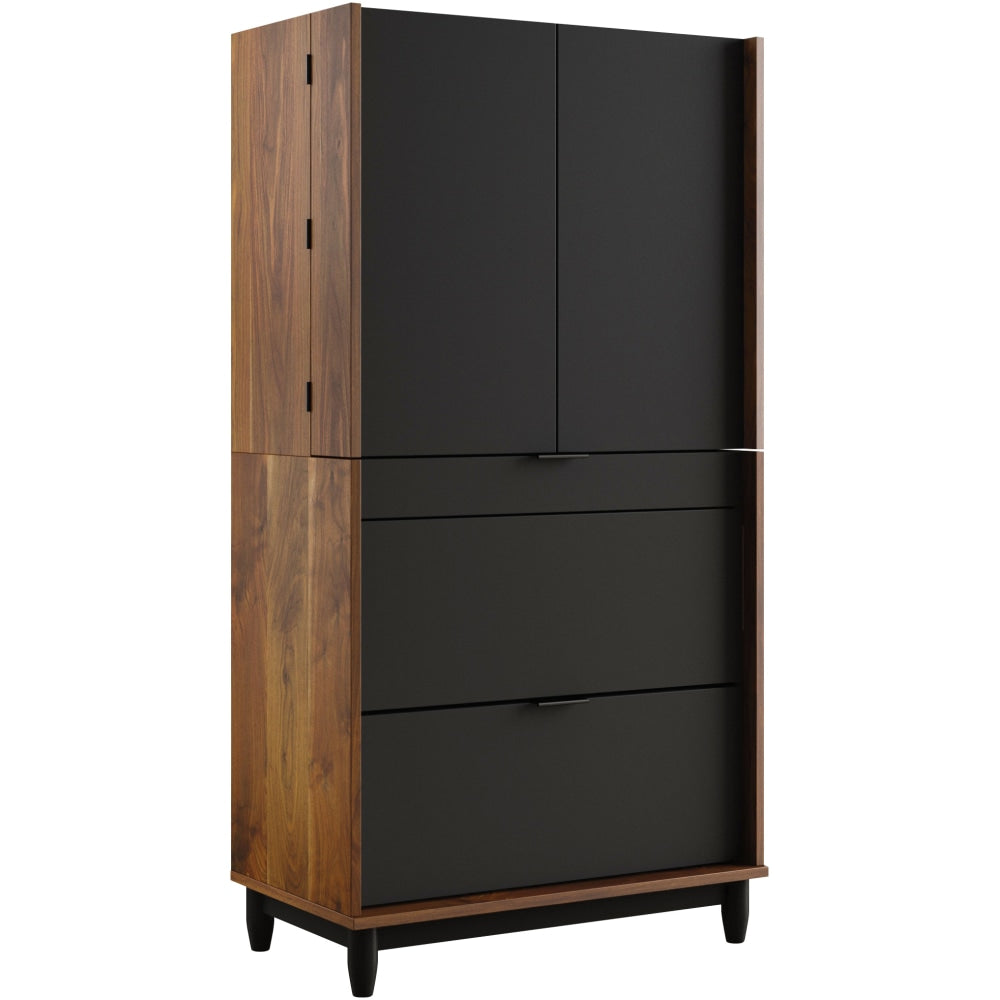 Sauder Harvey Park Computer Armoire, 59-5/8inH x 18-1/2inW x 20-5/16inD, Grand Walnut/Black