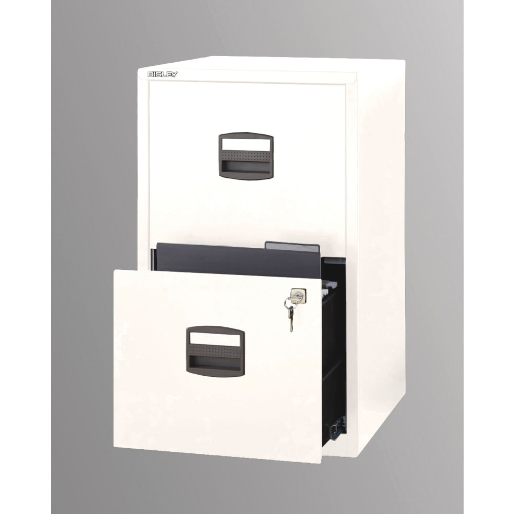 Bisley 14-13/16inD Vertical 2-Drawer Under-Desk File Cabinet, White