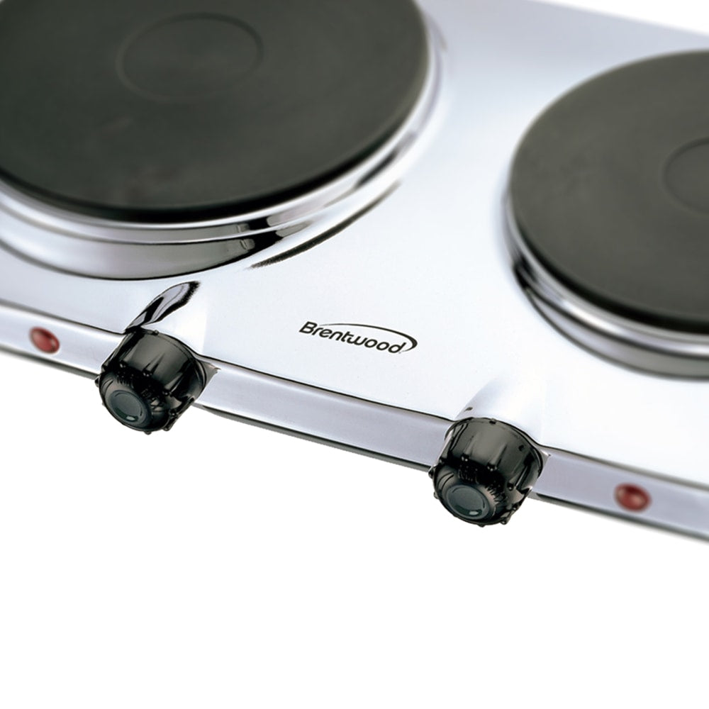 Brentwood Electric 1440W Double Hotplate, Chrome