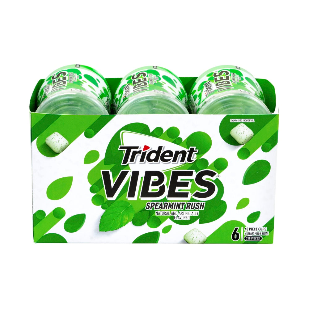 Trident Vibes Spearmint Sugar-Free Gum, 40 Pieces Per Pack, Carton Of 6 Packs