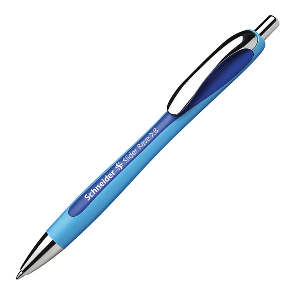 Schneider Rave Retractable Ballpoint Pen, ViscoGlide Ink, 1.4mm, Blue, Pack of 5