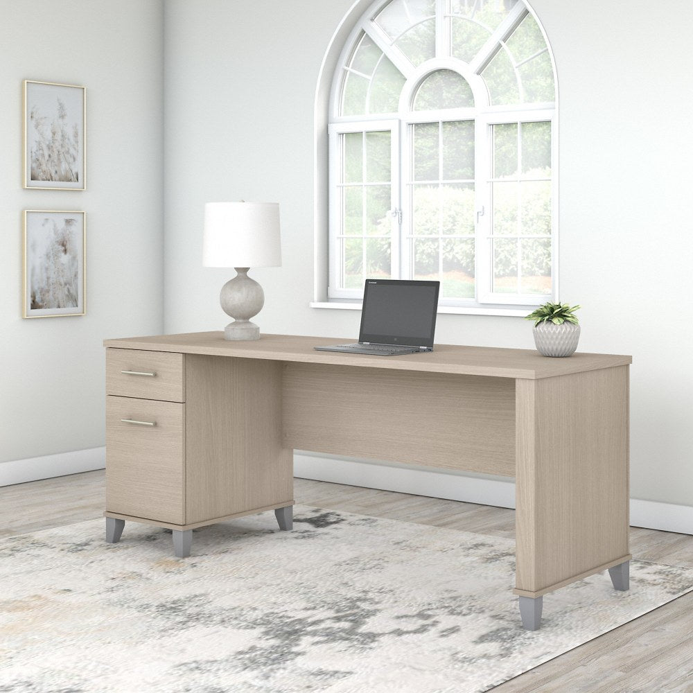 Bush Business Furniture Somerset 72inW Office Computer Desk With Drawers, Sand Oak, Standard Delivery