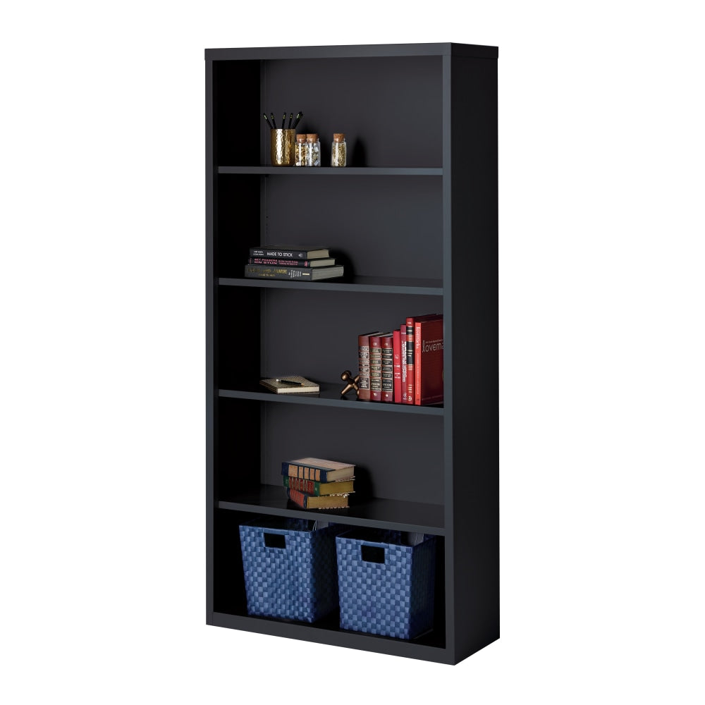 Hirsh 72inH 5-Shelf Metal Bookcase, Black