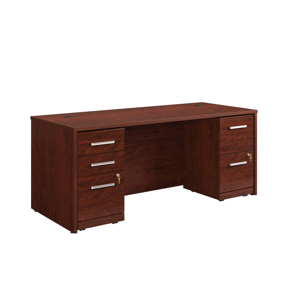 Sauder Affirm Collection Executive Desk With 2-Drawer Mobile Pedestal File And 3-Drawer Mobile Pedestal File, 72inW x 30inD, Classic Cherry