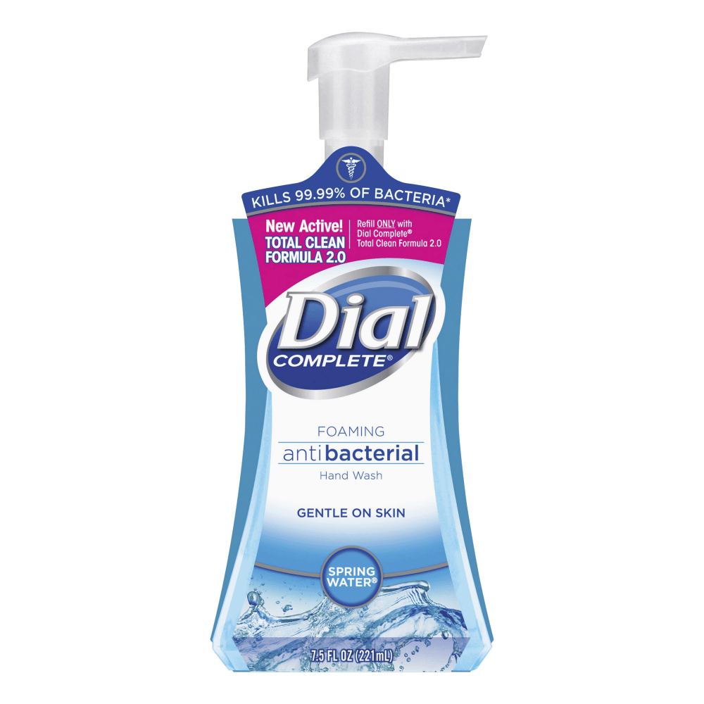 Dial Complete Antibacterial Foam Hand Soap, Springwater Scent, 7.5 Oz, Carton Of 8 Bottles