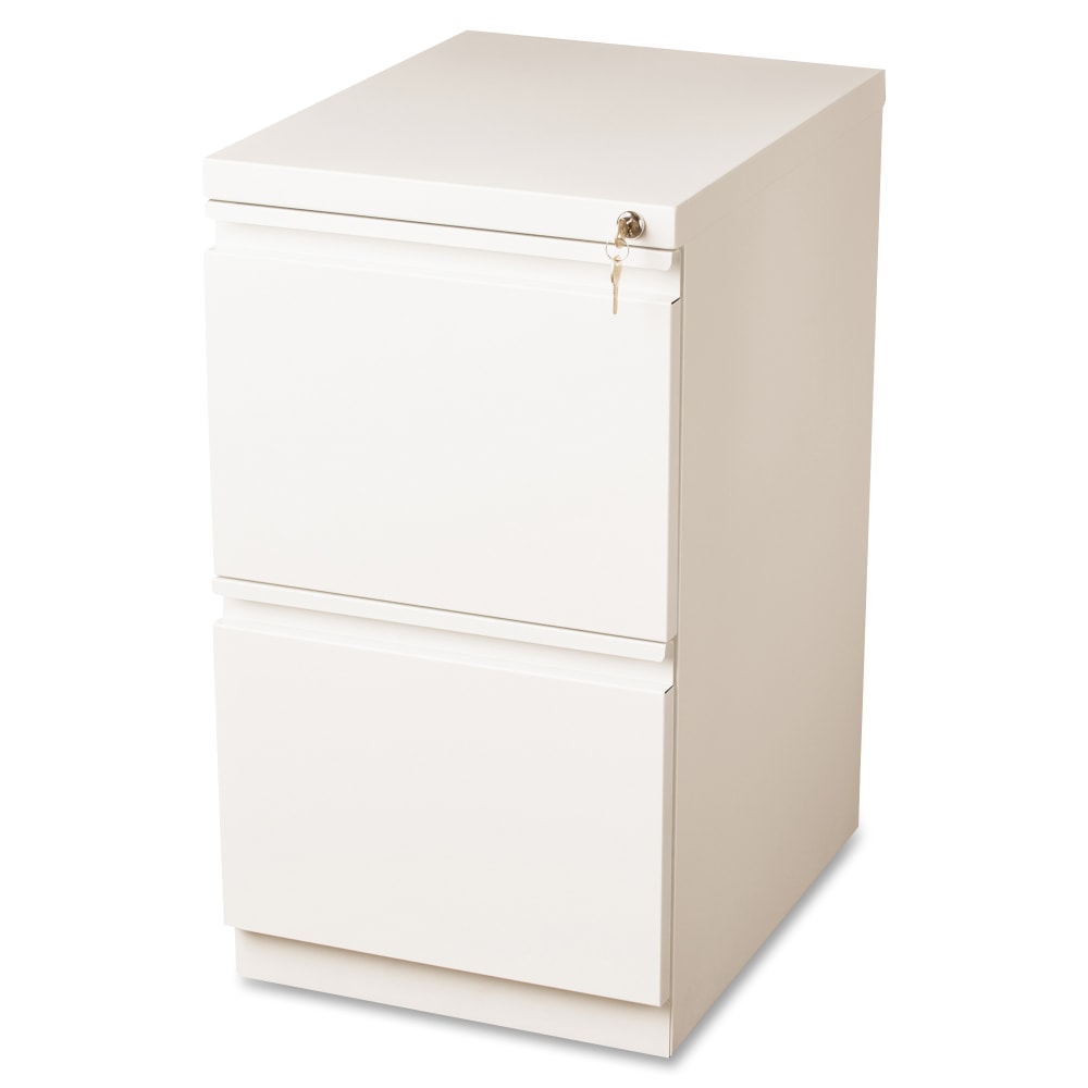 WorkPro 19-7/8inD Vertical 2-Drawer Mobile Pedestal File Cabinet, White