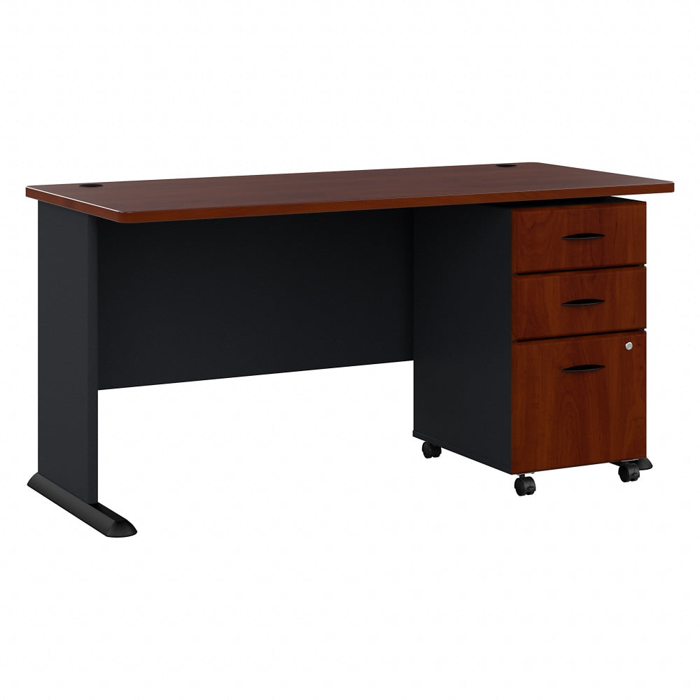 Bush Business Furniture Office Advantage 60inW Computer Desk With Mobile File Cabinet, Hansen Cherry, Standard Delivery