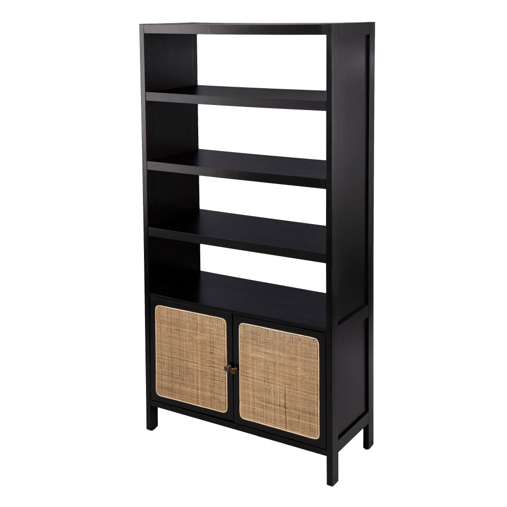 SEI Furniture Carondale 74inH 5-Shelf Bookcase/Storage-Shelf, Black/Gold/Natural