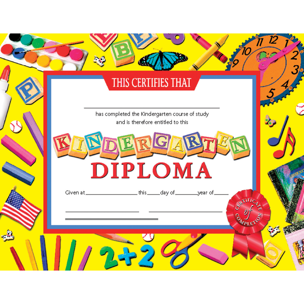 Hayes Certificates, 8-1/2in x 11in, Kindergarten Diploma, 30 Certificates Per Pack, Set Of 3 Packs