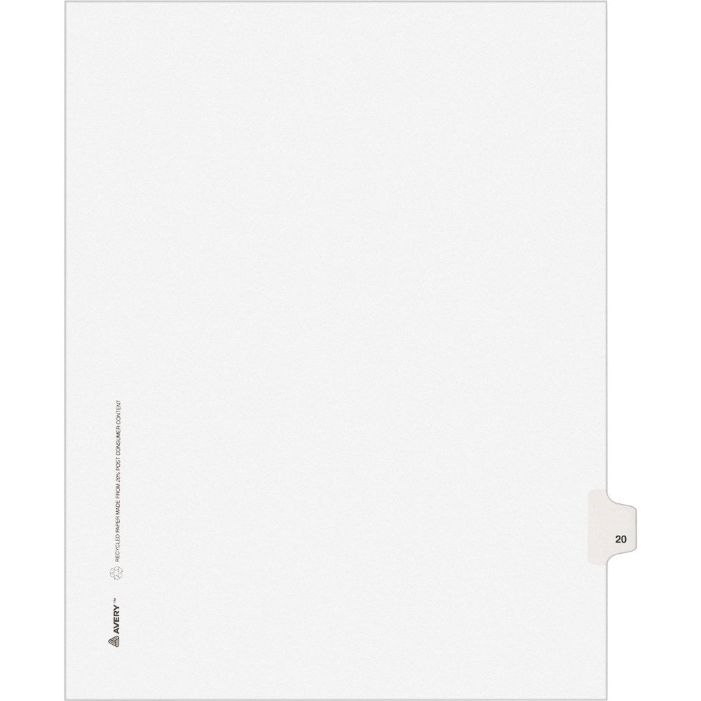 Avery Individual Legal Dividers Avery Style, Letter Size, Side Tab #20, White Dividers/White Tabs