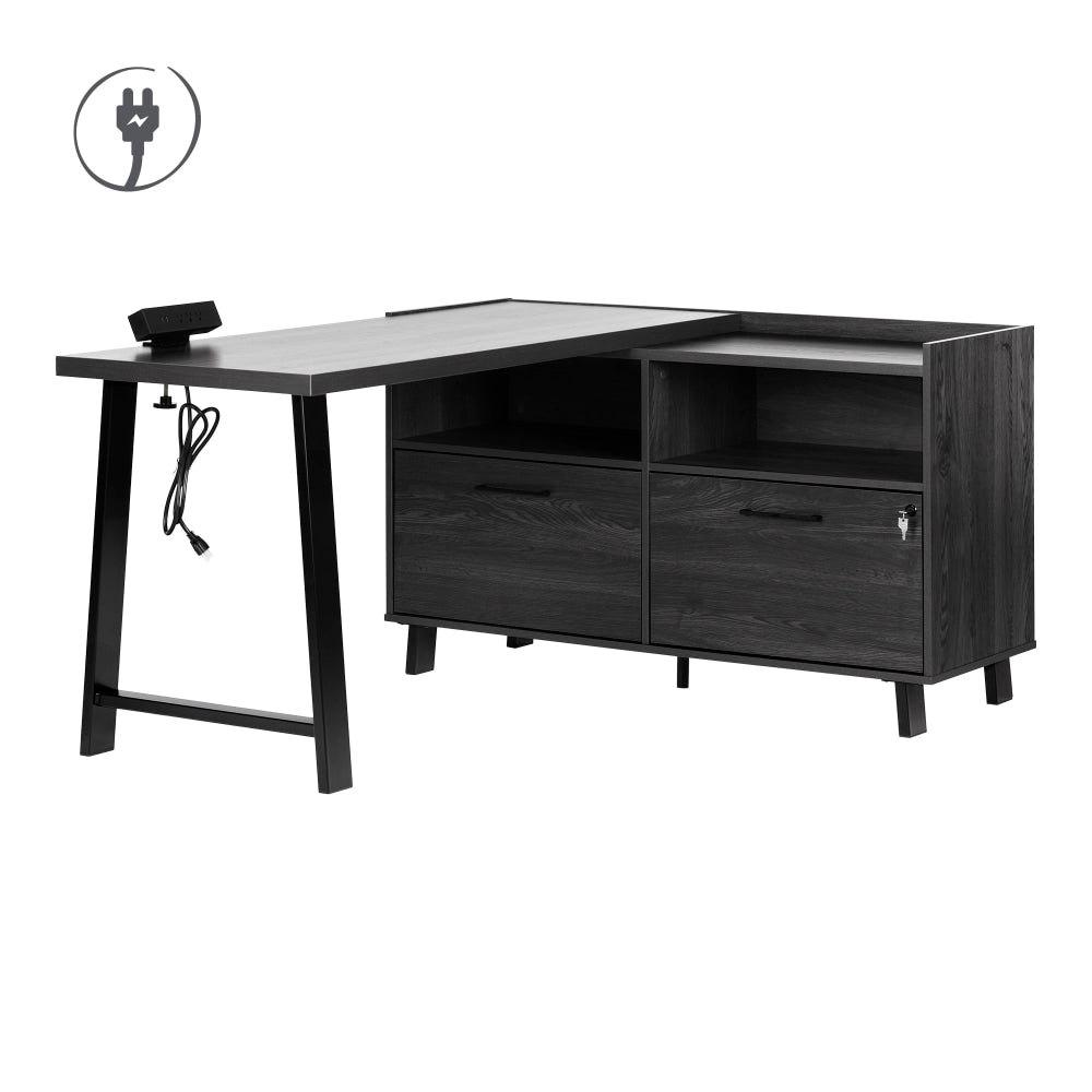 South Shore Kozack 51inW L-Shaped Computer Desk, Gray Oak