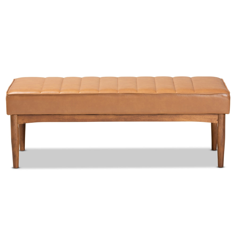 Baxton Studio Daymond Dining Bench, Tan/Walnut Brown