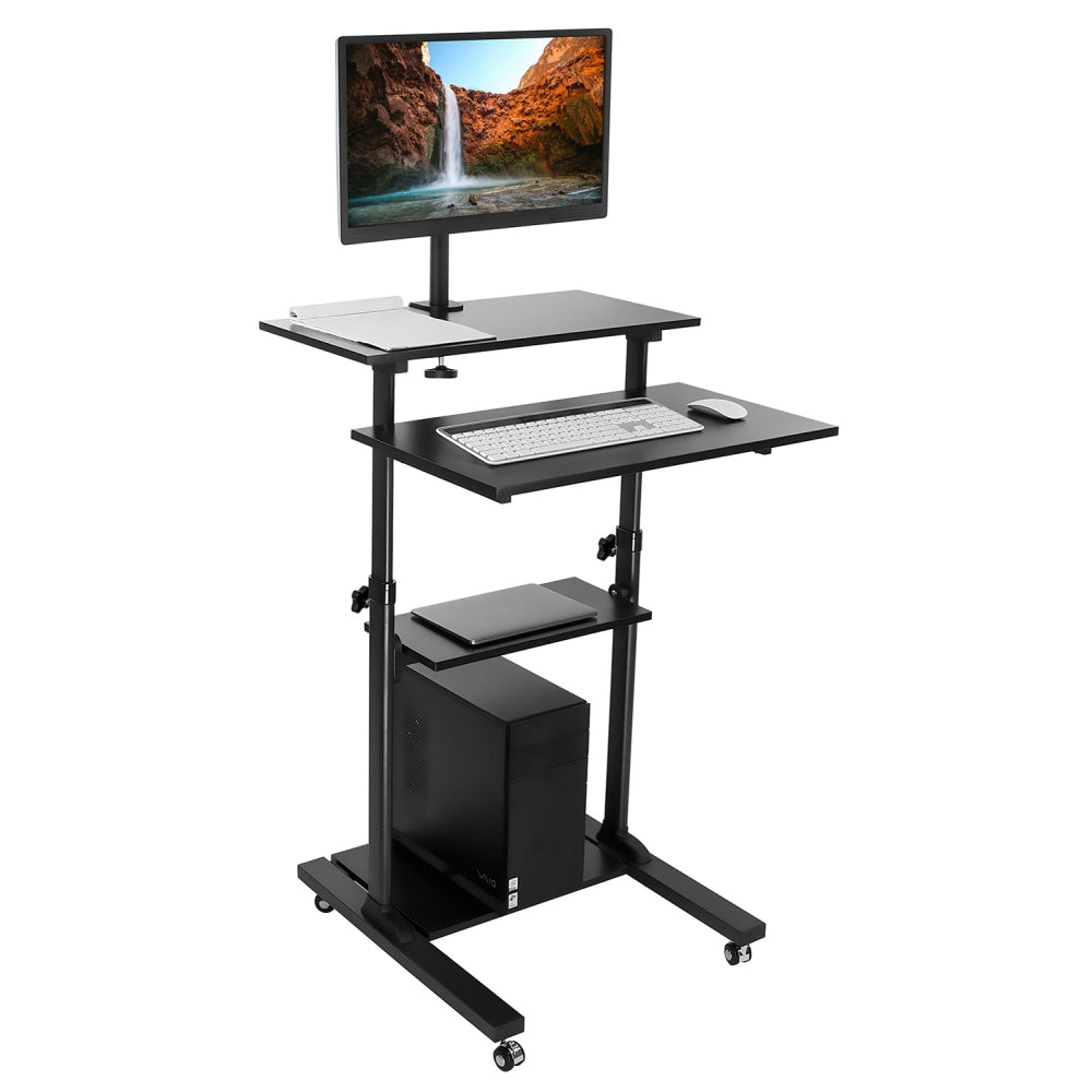 Mount-It! Stand-Up Desk Mobile Workstation, 30-1/2inH x 37inW x 6inD, Silver