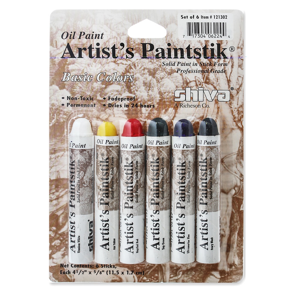 Shiva Artists Paintstik Oil Color Set, Basic Colors Set, Set Of 6