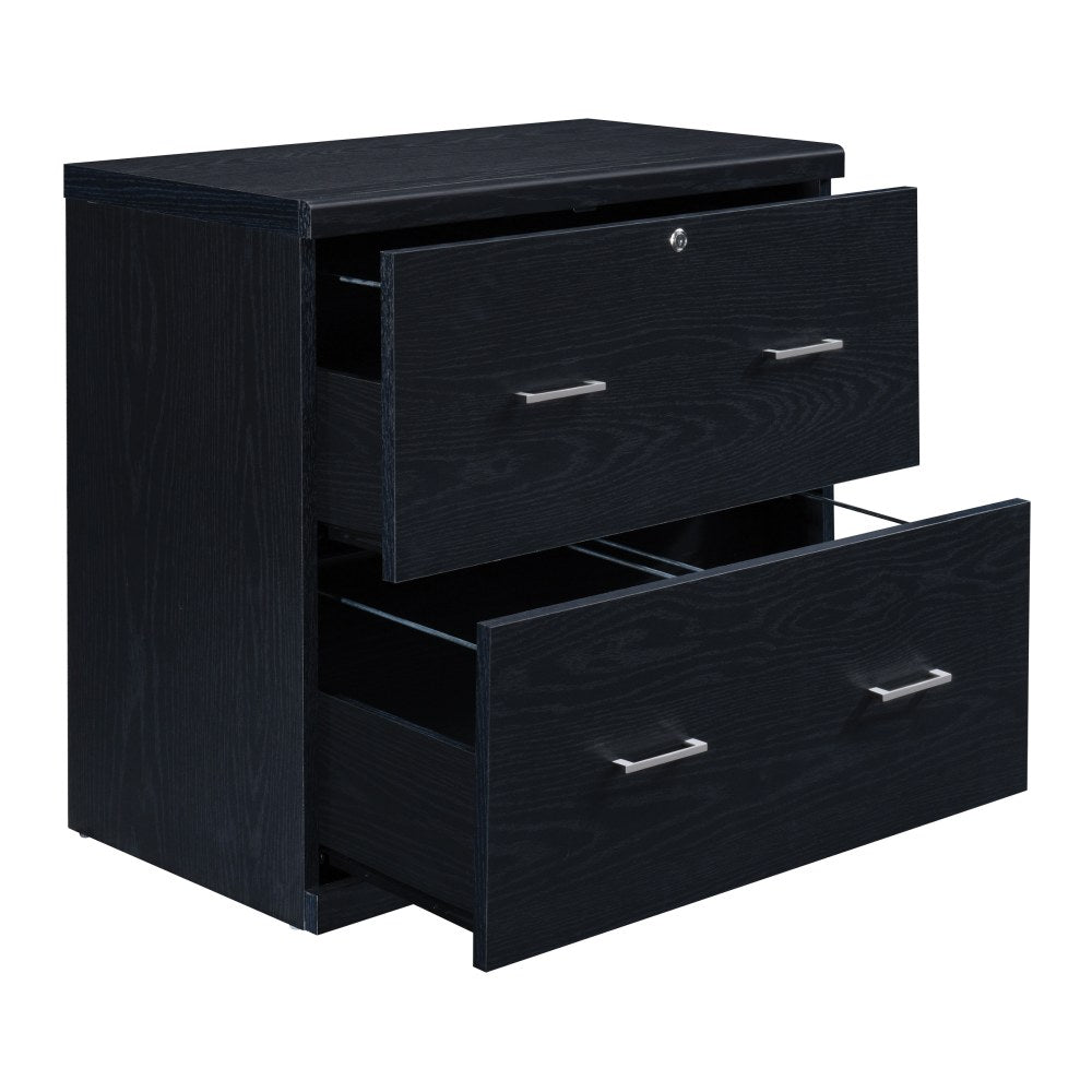 Office Star Alpine 30inW x 17inD Lateral 2-Drawer File Cabinet With Lockdowel Fastening System, Black