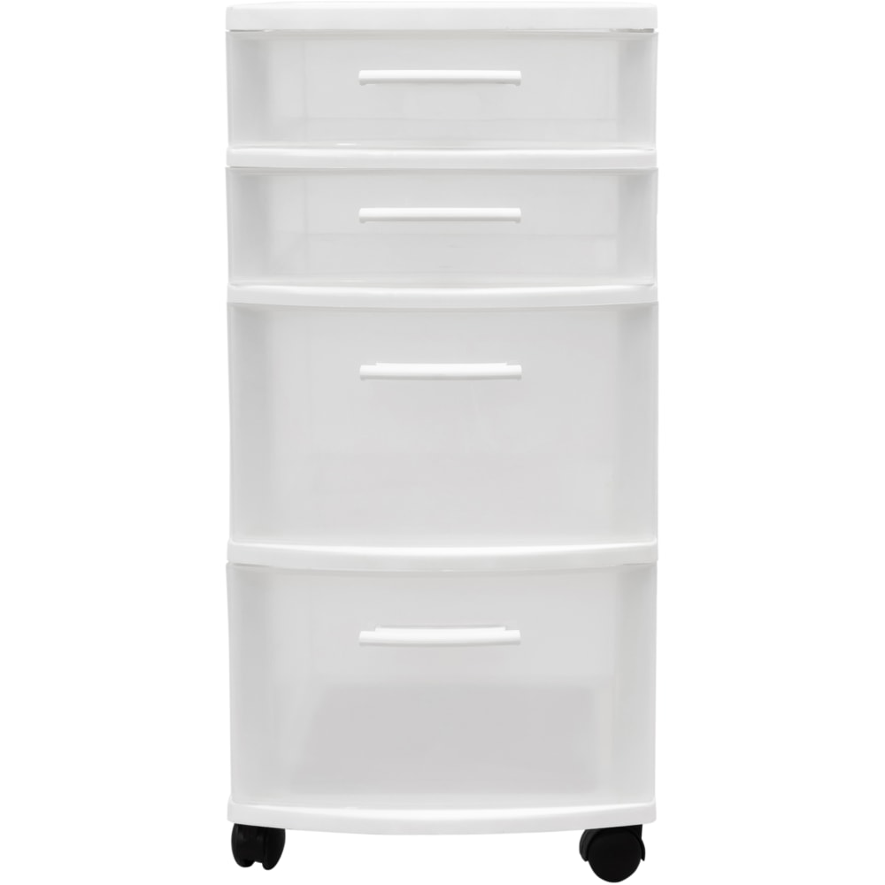 Inval Rolling Storage Cart, 4 Drawers, 25-1/2in x 12-1/2in, White