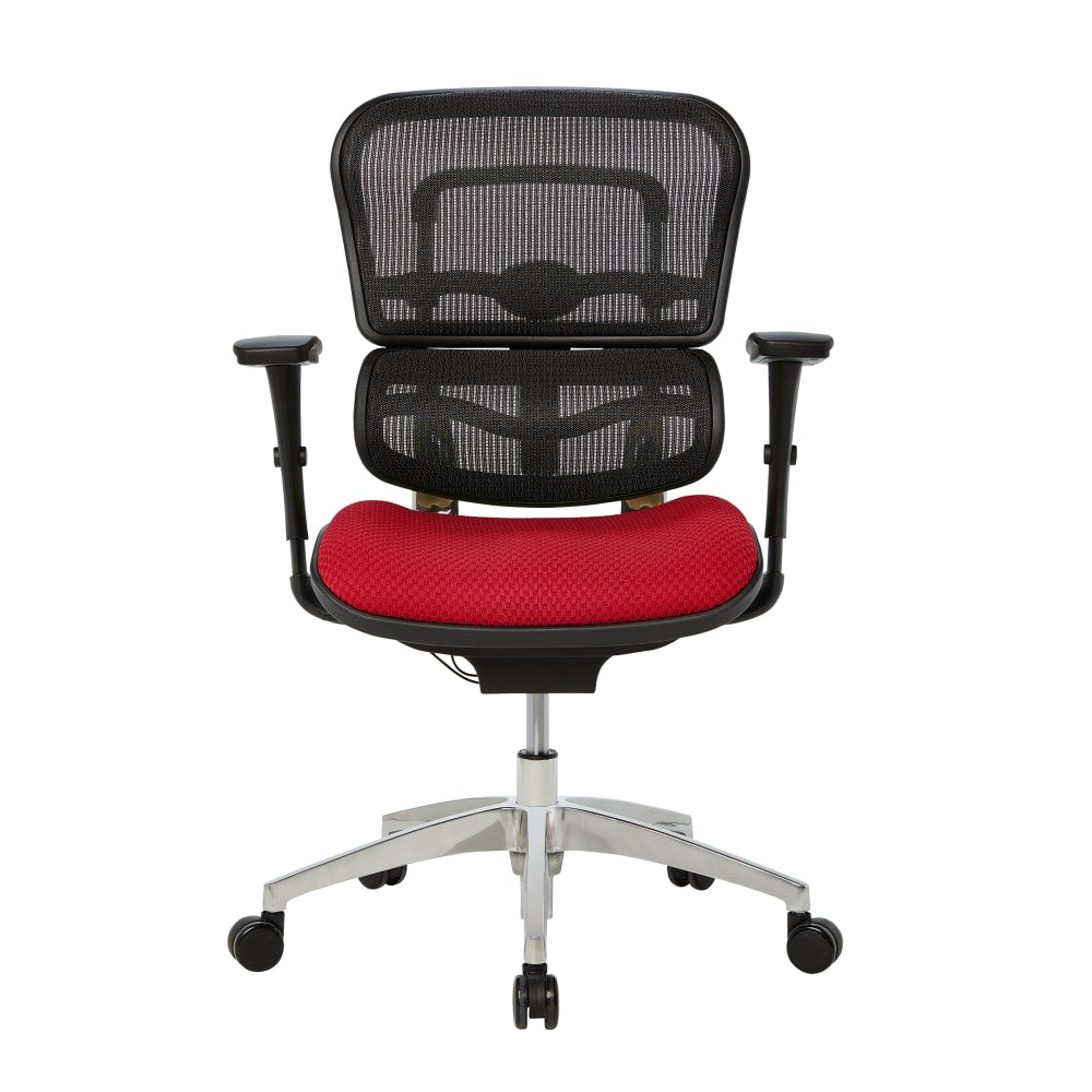 WorkPro 12000 Series Ergonomic Mesh/Premium Fabric Mid-Back Chair, Black/Cherry, BIFMA Compliant