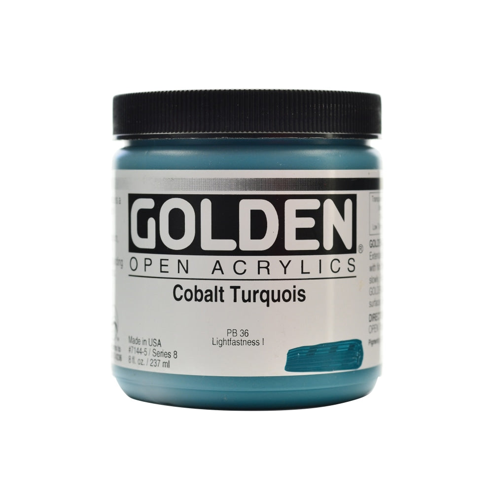 Golden OPEN Acrylic Paint, 8 Oz Jar, Cobalt Turquoise