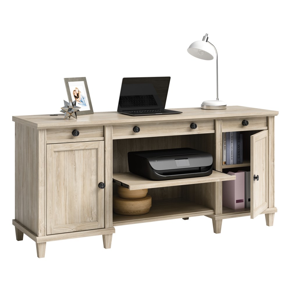 Sauder Hammond 66inW Computer Credenza, Chalk Oak