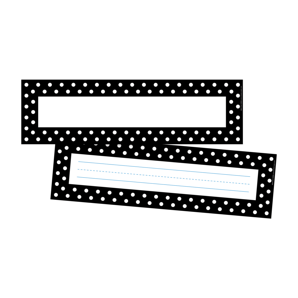 Barker Creek Double-Sided Name Plates, 12in x 3 1/2in, Black/White Dot, Pack Of 72 Name Plates