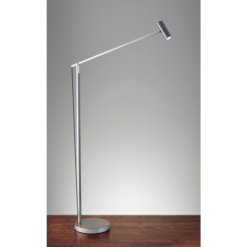 Adesso ADS360 Crane LED Floor Lamp, 60 1/2inH, Brushed Steel Shade/Brushed Steel Base