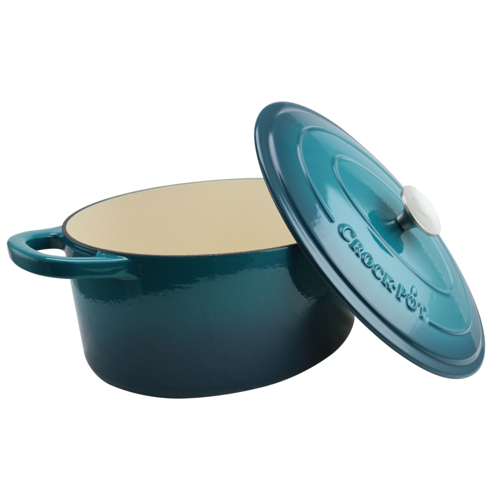 Crock-Pot Artisan 7-Quart Enameled Cast Iron Dutch Oven, Teal Ombre