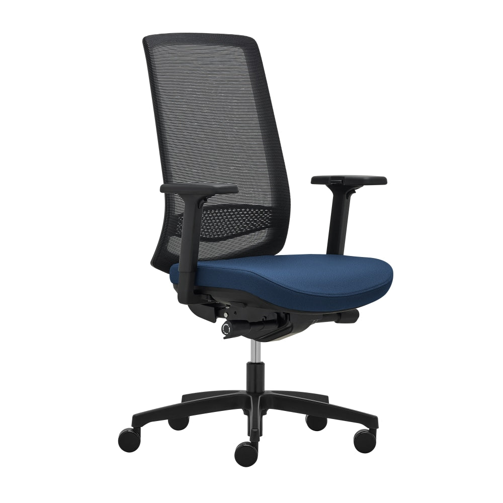 WorkPro Expanse Series Multifunction Ergonomic Mesh/Fabric High-Back Executive Chair, Black/Blue, BIFMA Compliant