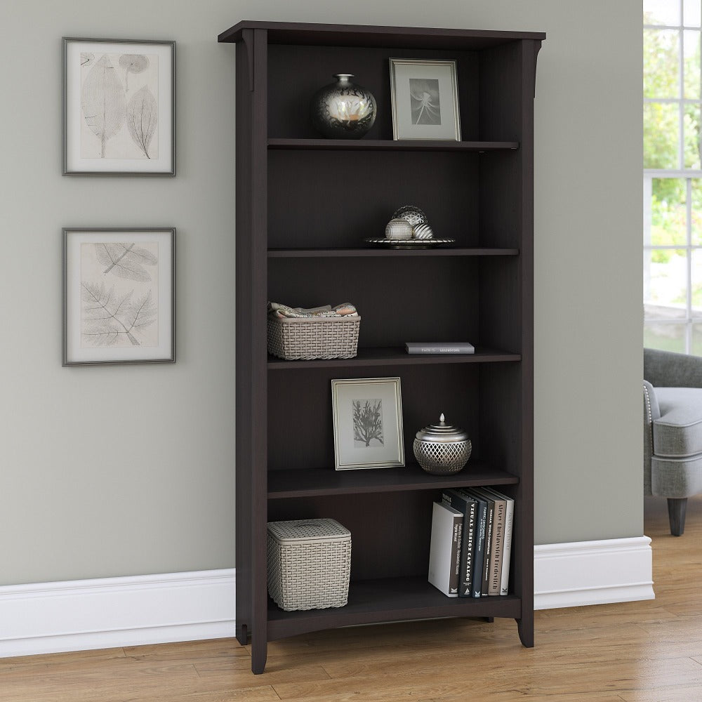 Bush Business Furniture Salinas 63inH 5-Shelf Bookcase, Vintage Black, Standard Delivery