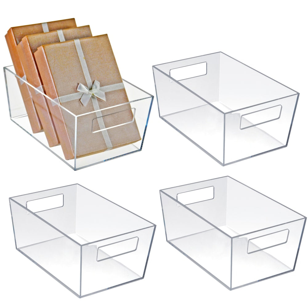 Azar Displays Tote Bins With Handles, Small, Clear, Pack Of 4 Bins