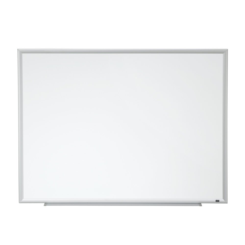 3M Porcelain Magnetic Dry-Erase Whiteboard, 36in x 48in, Aluminum Frame With Silver Finish