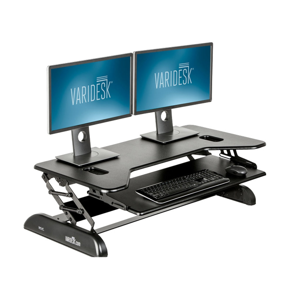 VariDesk Cube Series Corner Standing Desk Riser, Cube Plus 40, 17-1/2inH x 40inW x 22-1/2inD, Black