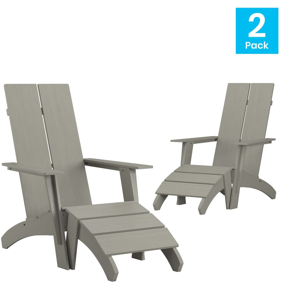 Flash Furniture Sawyer Adirondack Chairs, Gray, Set Of 2 Chairs