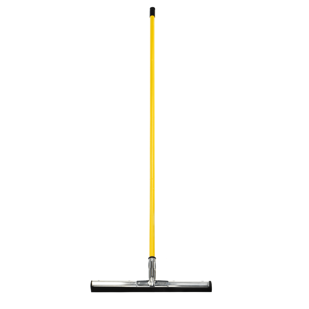 Alpine Dual Moss Heavy-Duty Floor Squeegees, 18in, 50in Handle, Yellow, Pack Of 2 Squeegees