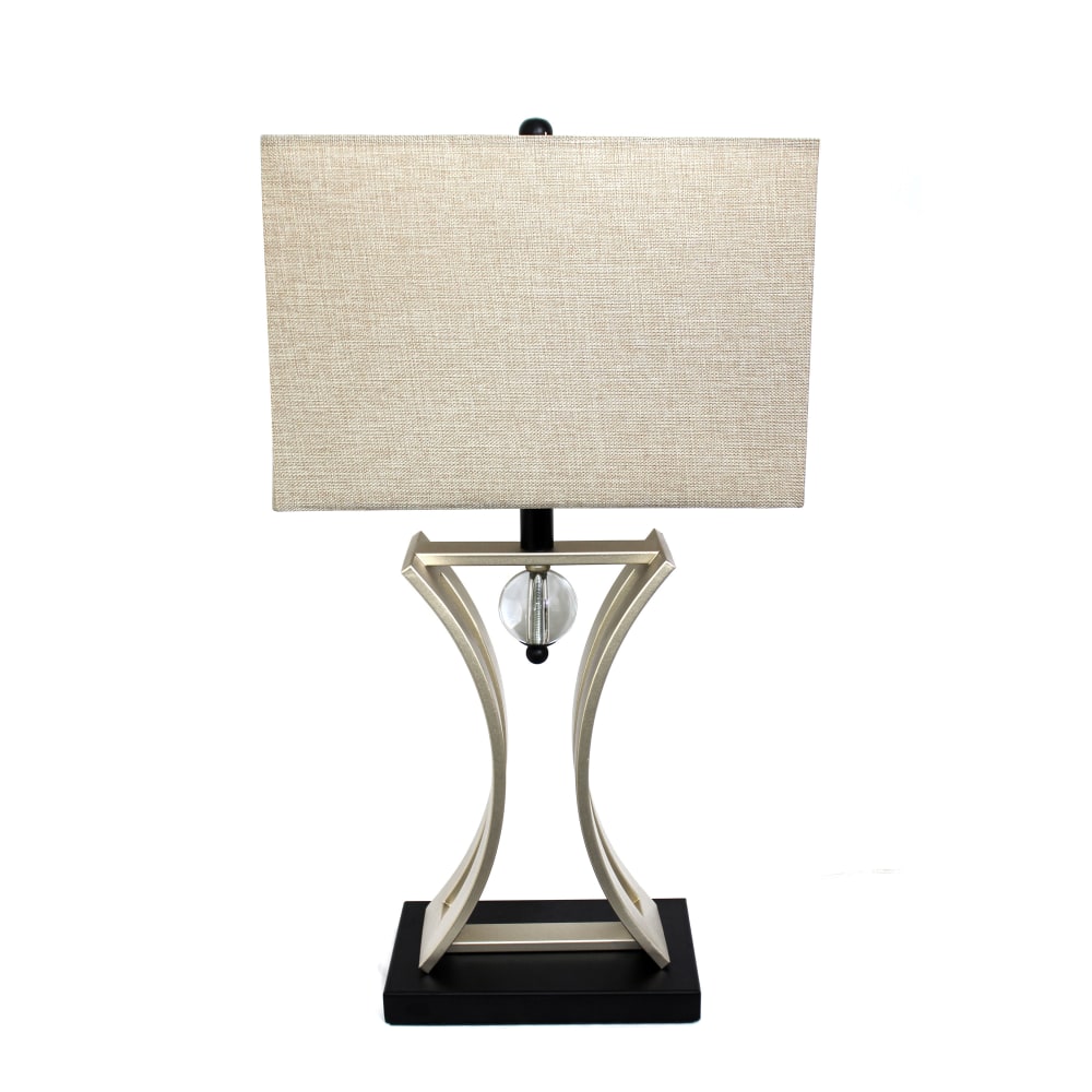 Elegant Designs Executive Business Table Lamp, 28 1/4inH, Beige Shade/Brushed Nickel Base