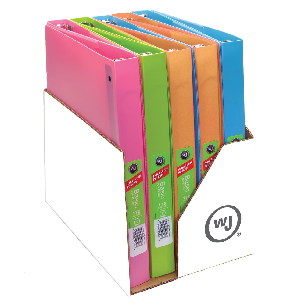 Wilson Jones Flex Poly Fashion 3-Ring Binder, 1in Round Rings, Assorted Colors