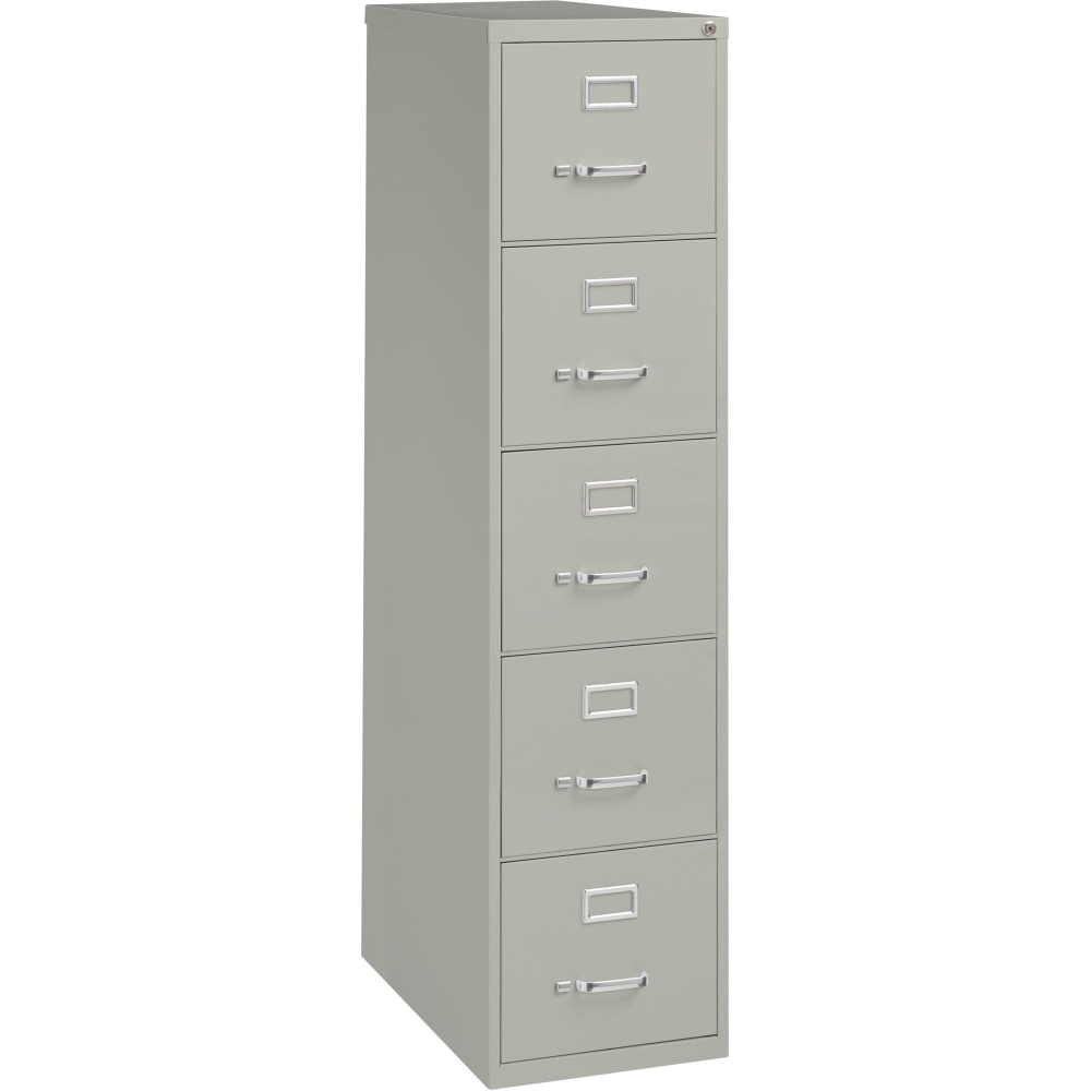 Lorell Fortress 26-1/2inD Vertical 5-Drawer Letter-Size File Cabinet, Light Gray