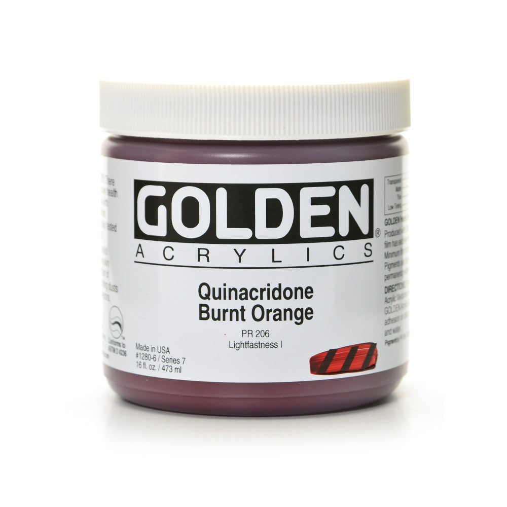 Golden Heavy Body Acrylic Paint, 16 Oz, Quinacridone Burnt Orange