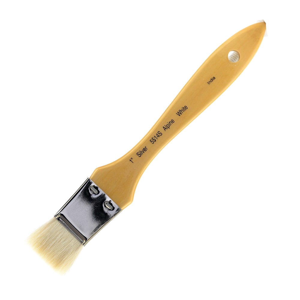 Silver Brush Series 5514S Alpine Paint Brush, 1in, Wash Bristle, Goat Hair, Yellow