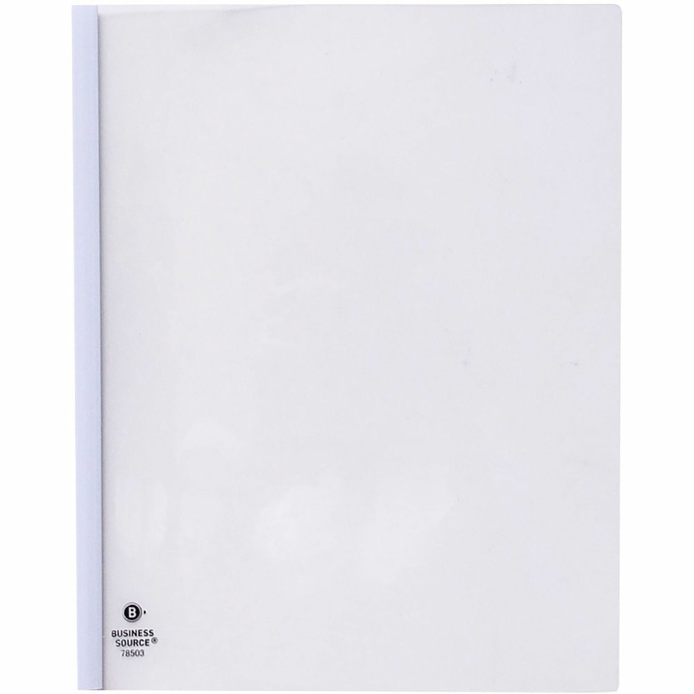 Business Source Report Cover - 1/8in Folder Capacity - 8 1/8in x 11in - Polypropylene - White - 50 / Box