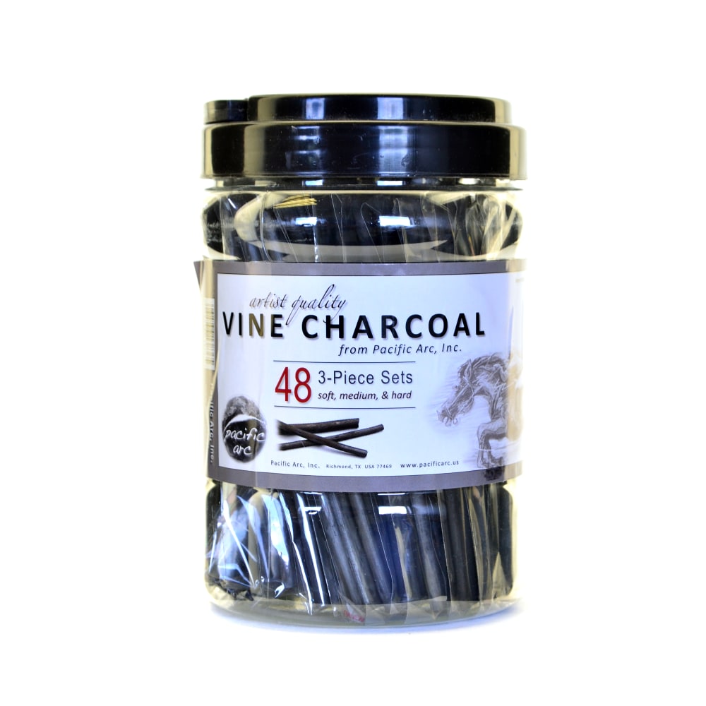 Pacific Arc Vine Charcoal 3-Piece Sets, Pack Of 48 Sets