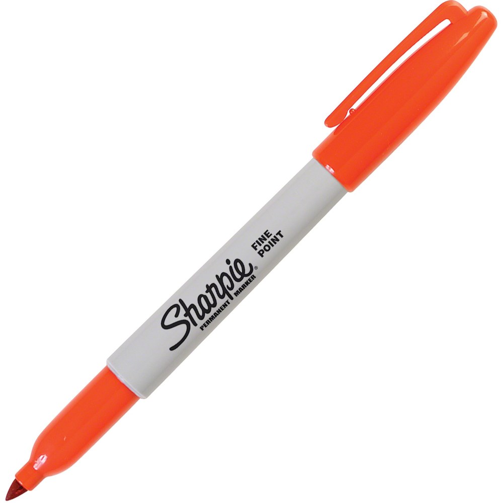 Sharpie Pen-Style Permanent Marker, Fine Point, Orange Ink, Pack Of 12 Pens