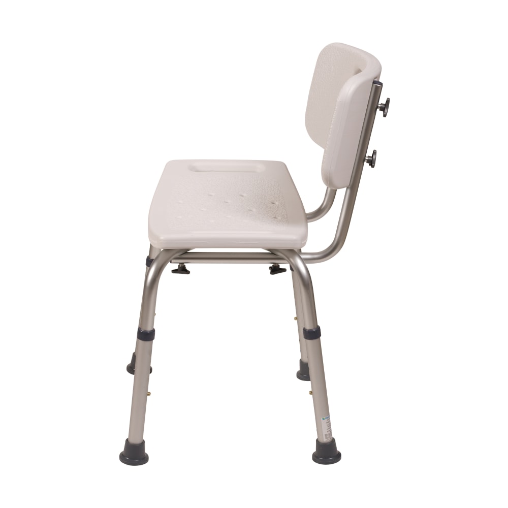 HealthSmart Compact Germ-Free Height-Adjustable Bath And Shower Bench Stool, With Backrest, 21inH x 20inW x 12inD, White