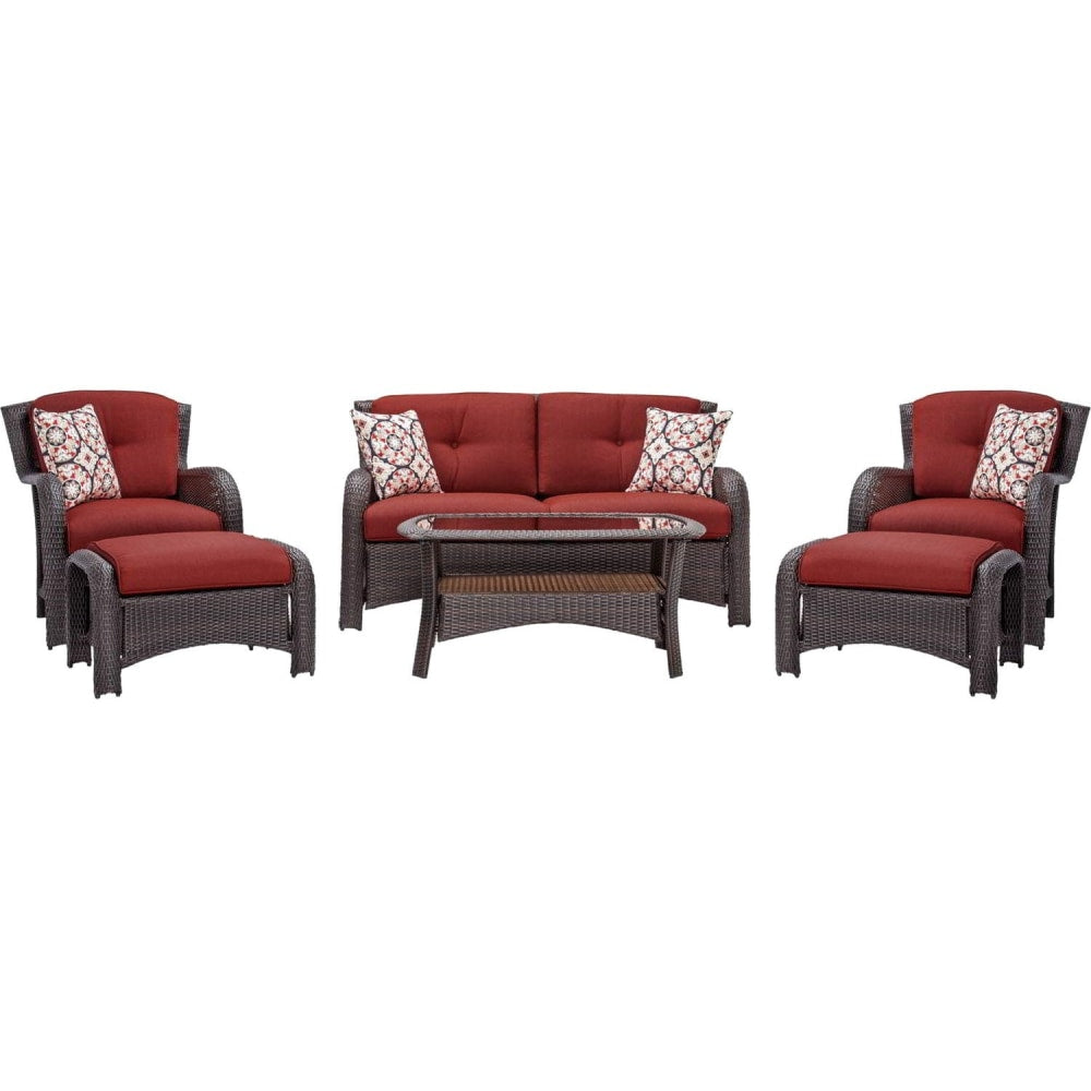 Hanover Strathmere 6-Piece Seating Set, Crimson Red