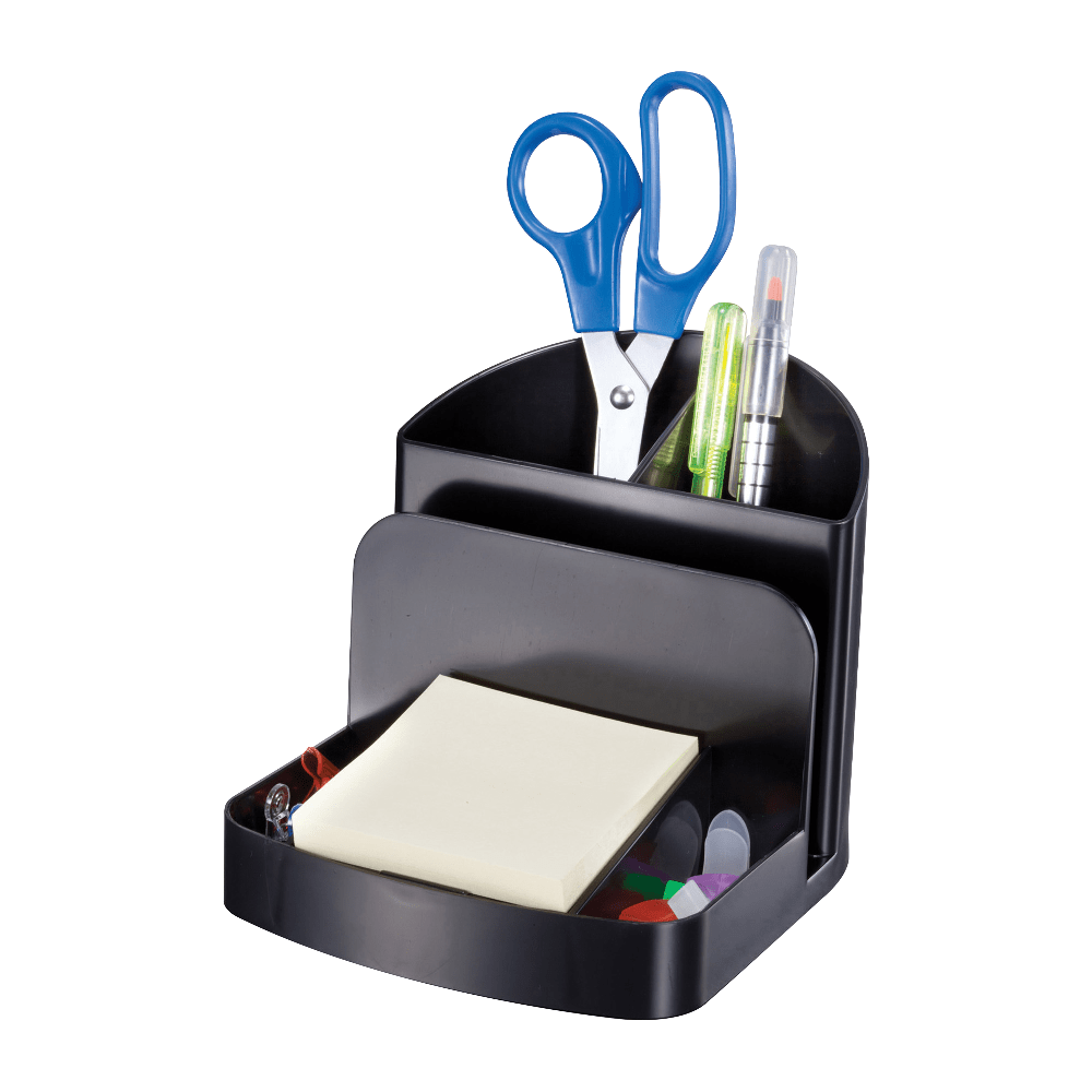 Officemate Deluxe Desk Organizer - 5 Compartment(s) - 5in Height x 5.4in Width x 6.8in DepthDesktop - 30% Recycled - Black - Plastic - 1 Each