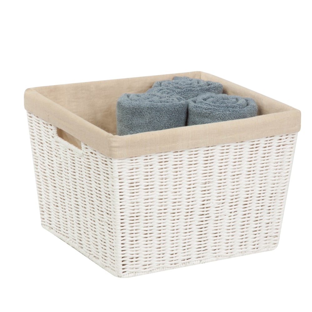 Honey-Can-Do Paper Rope Basket With Liner, Medium Size, 10in x 15in x 13in, White