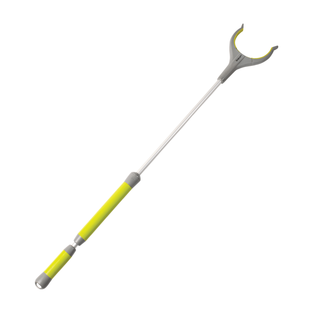 HealthSmart GripLoc Aluminum Sliding Reacher, 32in, Gray/Yellow