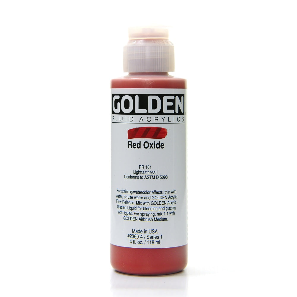 Golden Fluid Acrylic Paint, 4 Oz, Red Oxide